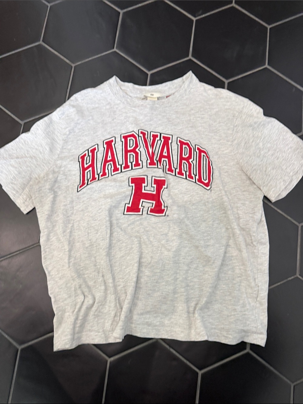 H&M Gray Tee with Red Harvard Script
